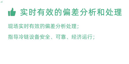 實時有效的偏差分析和處理：實時有效的偏差處理； 指導冷鏈設備安全、可靠、經(jīng)濟運行；